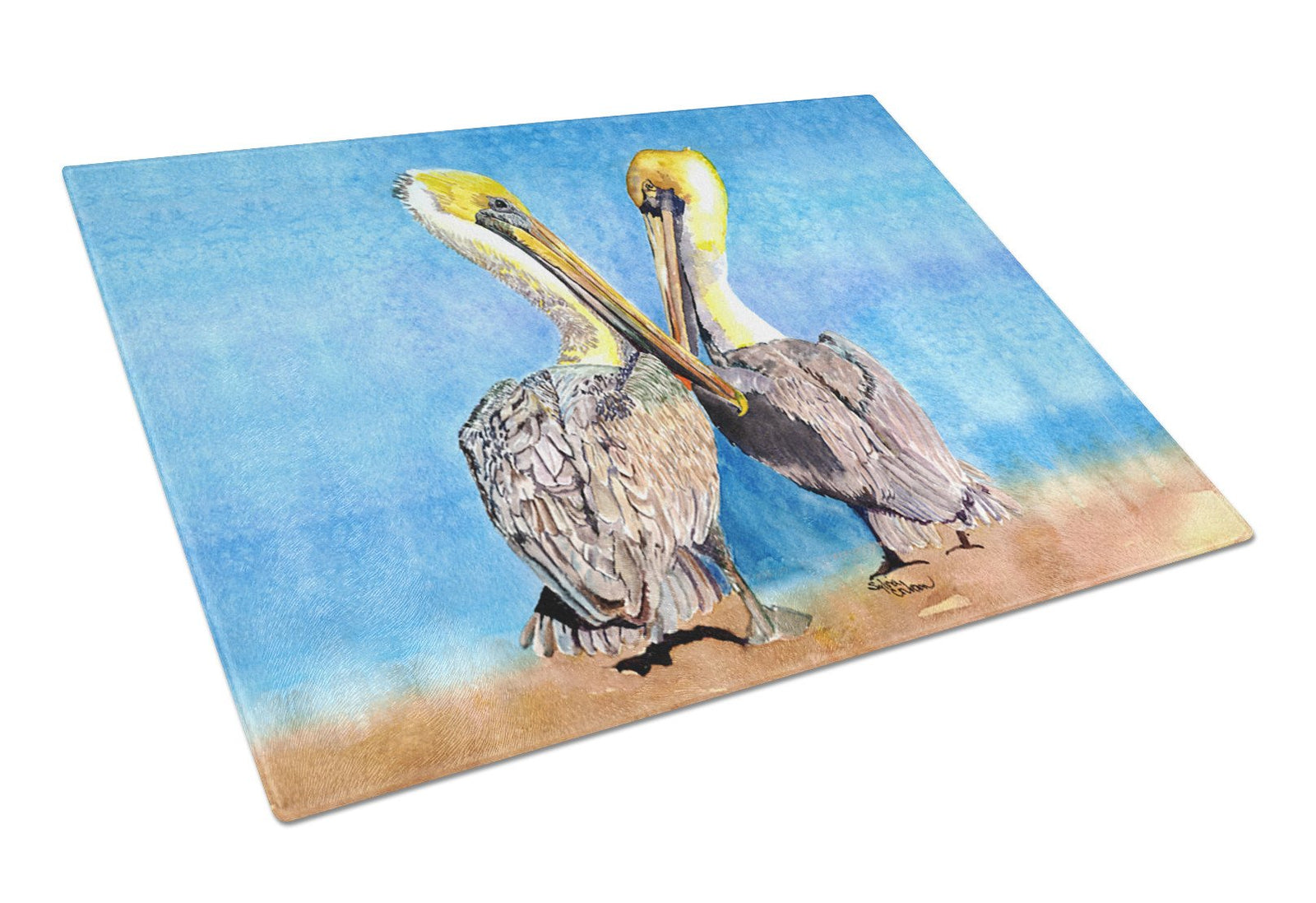 Two Pelicans with Blue sky Glass Cutting Board by Caroline's Treasures