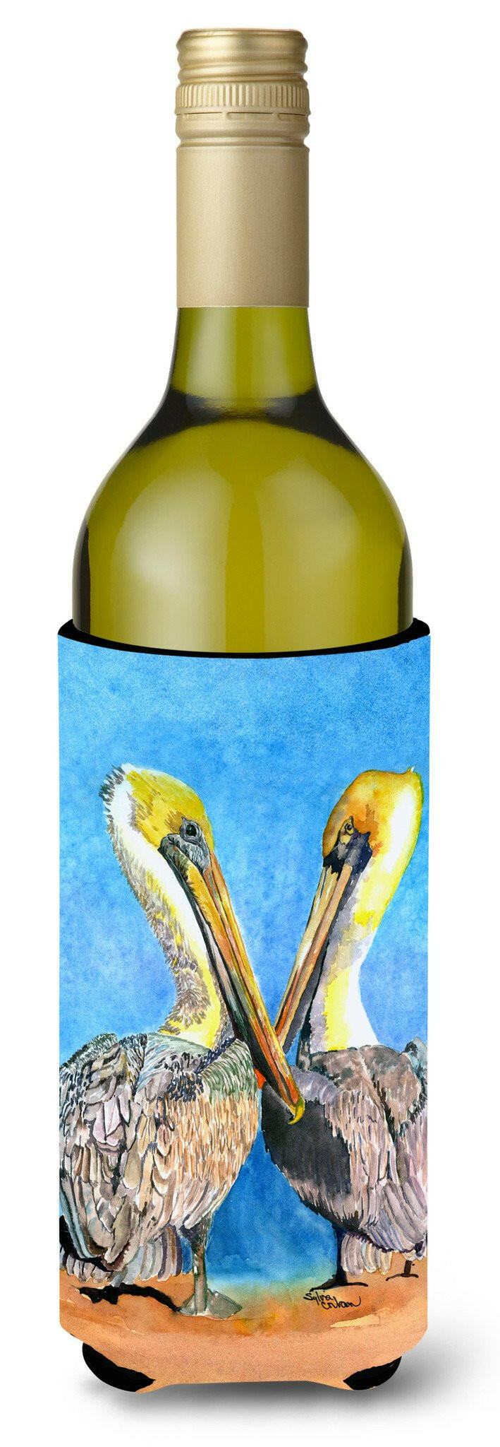 Pelican Wine Bottle Beverage Insulator Beverage Insulator Hugger 8539LITERK by Caroline&#39;s Treasures