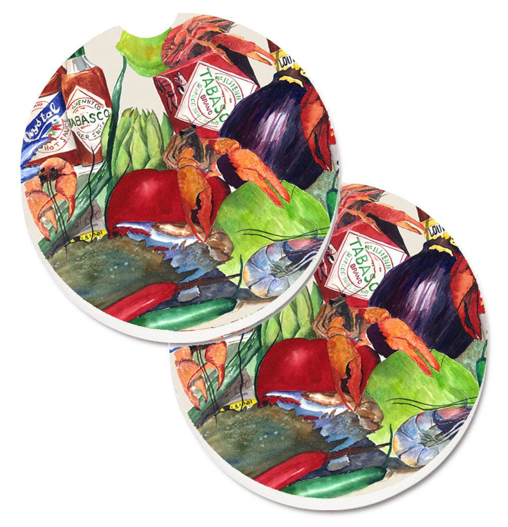Louisiana Spices  Set of 2 Cup Holder Car Coasters 8540-1CARC by Caroline's Treasures