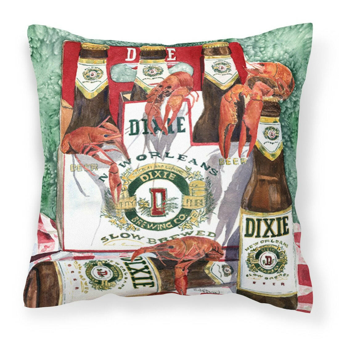 Dixie Beer and Crawfish New Orleans Fabric Decorative Pillow 8541PW1414 - the-store.com