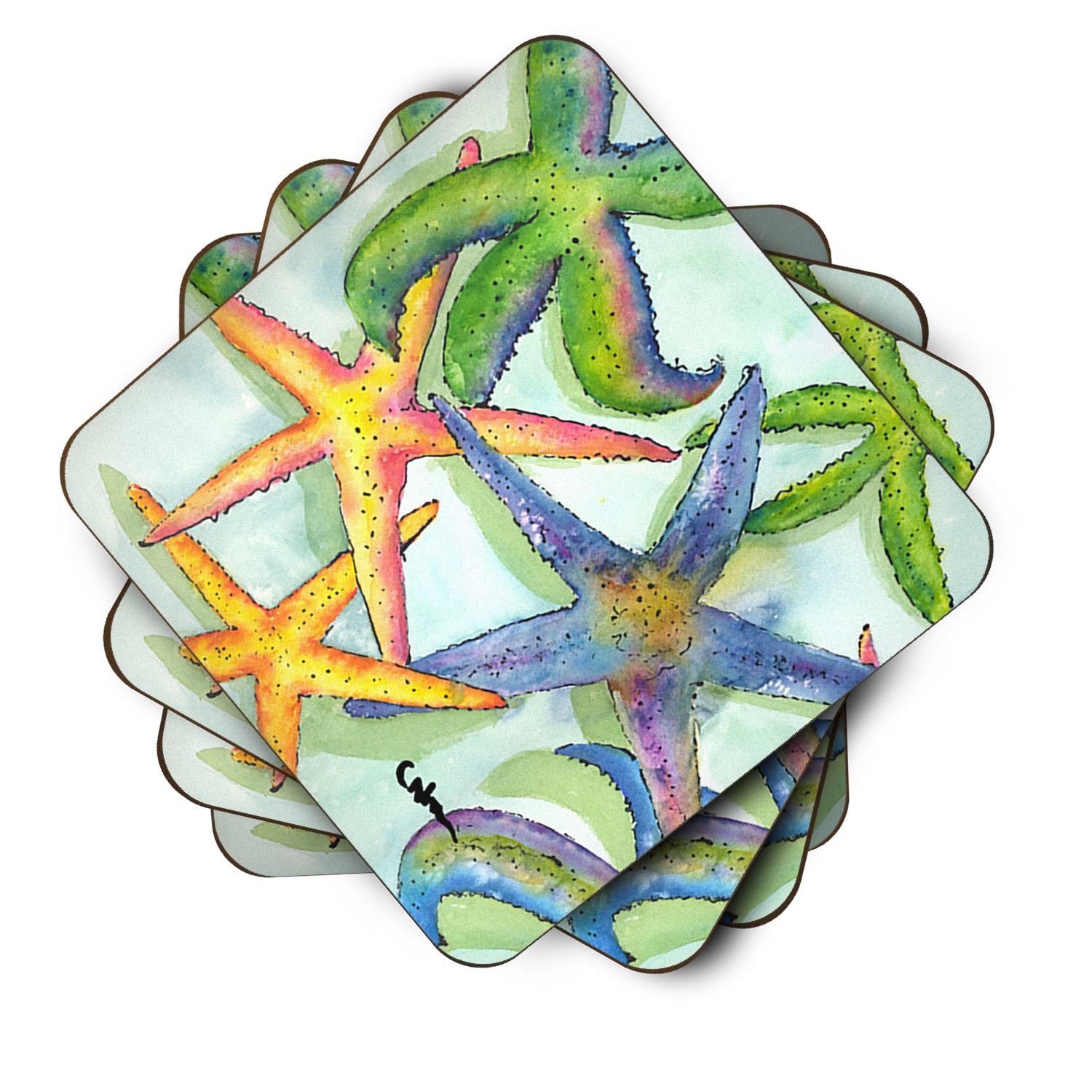 Set of 4 Starfish Foam Coasters - the-store.com