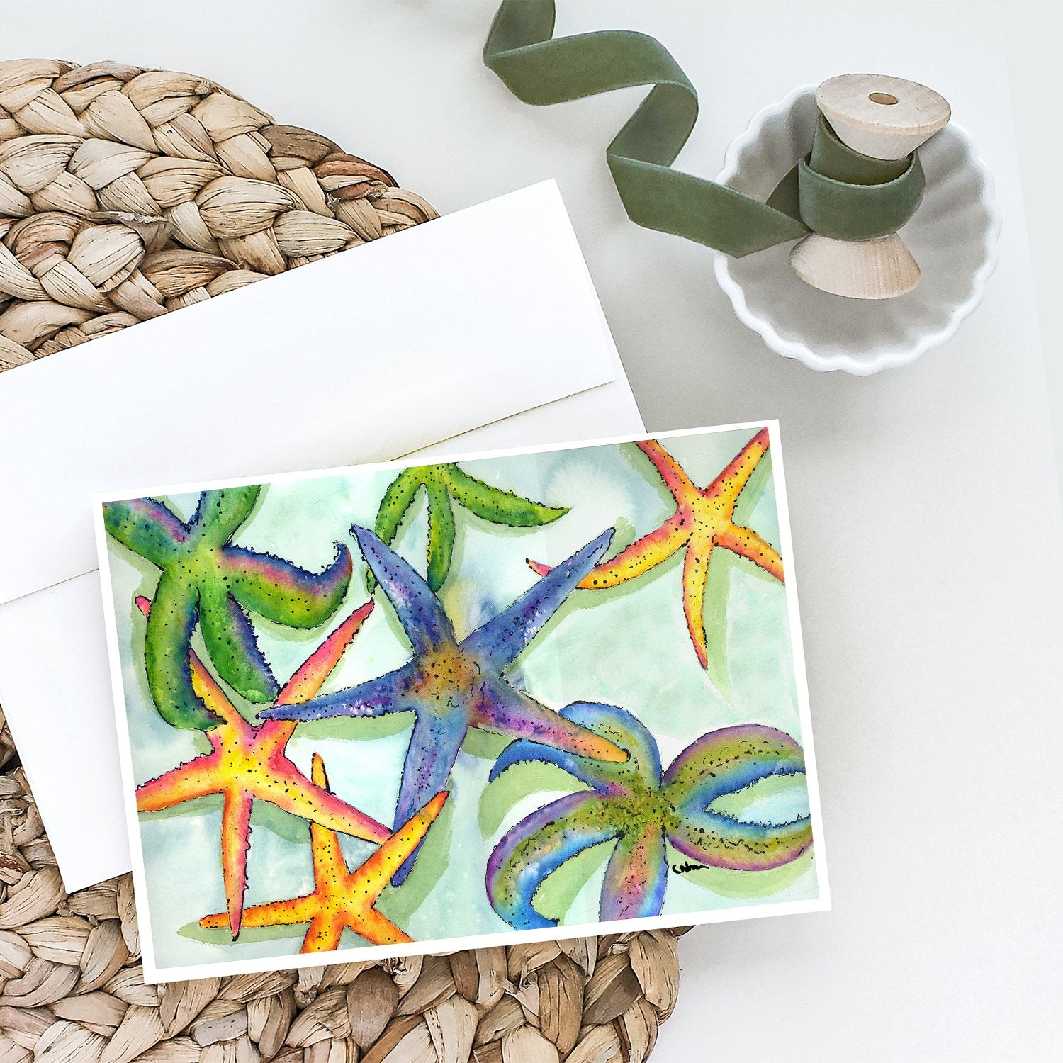 Starfish Greeting Cards and Envelopes Pack of 8 - the-store.com