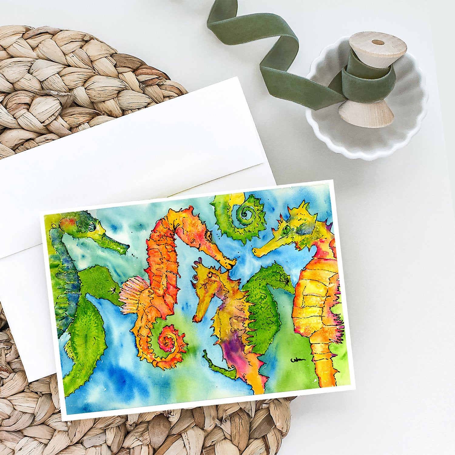 Seahorse Greeting Cards and Envelopes Pack of 8 - the-store.com