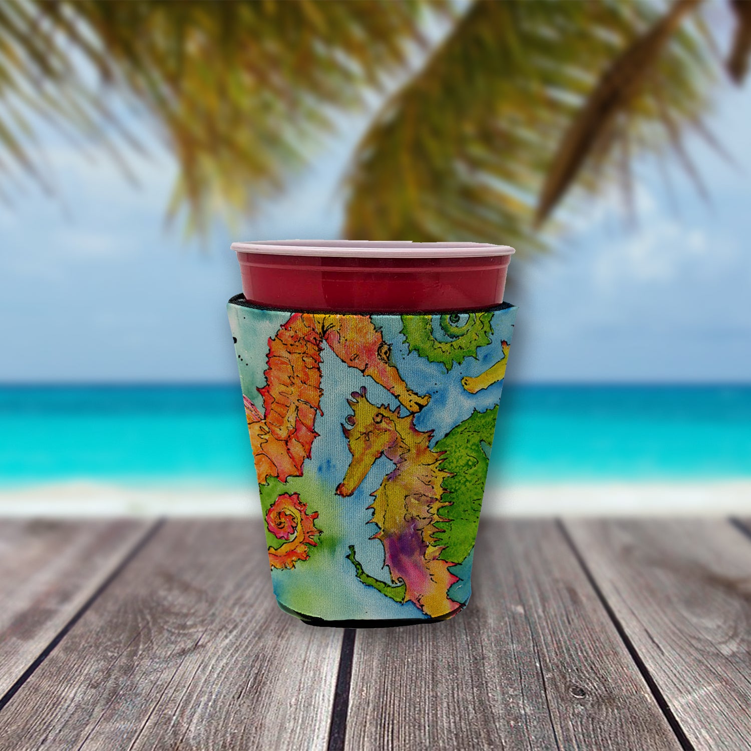 Seahorse  Red Cup Beverage Insulator Hugger