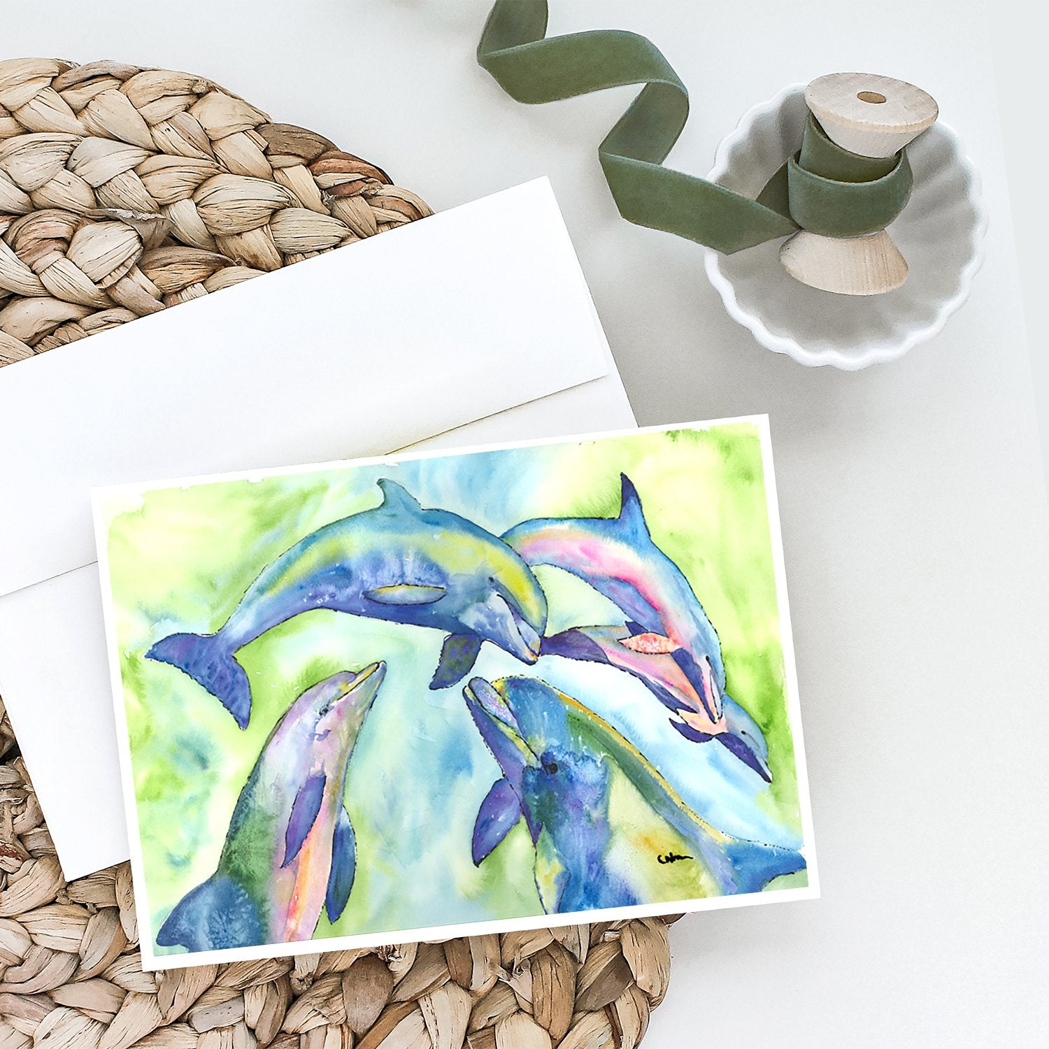 Dolphins Greeting Cards and Envelopes Pack of 8 - the-store.com