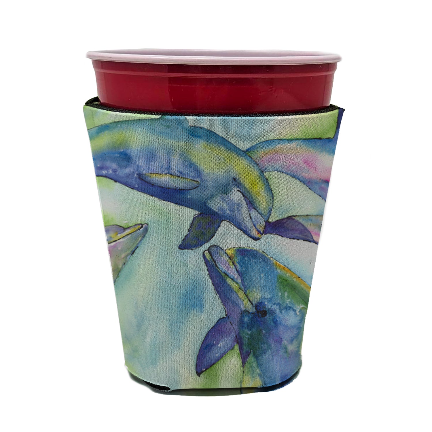 Dolphin  Red Cup Beverage Insulator Hugger  the-store.com.