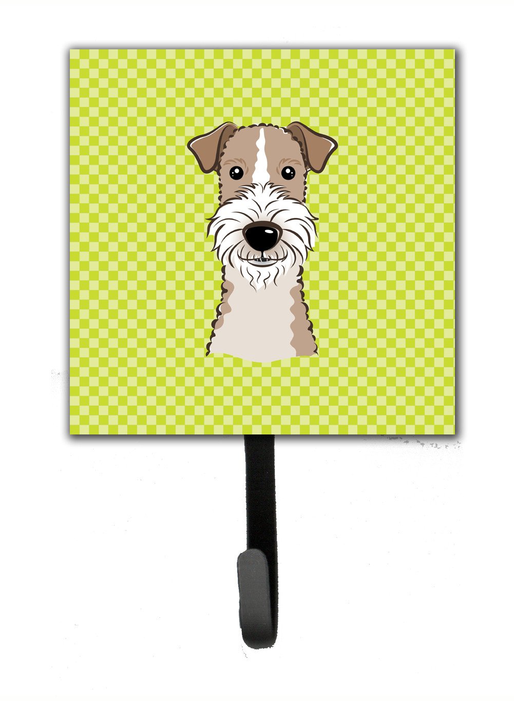 Checkerboard Lime Green Wire Haired Fox Terrier Leash or Key Holder BB1309SH4 by Caroline&#39;s Treasures