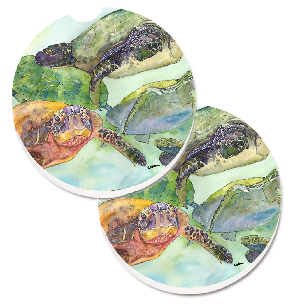 Turtle Set of 2 Cup Holder Car Coasters 8549CARC by Caroline&#39;s Treasures