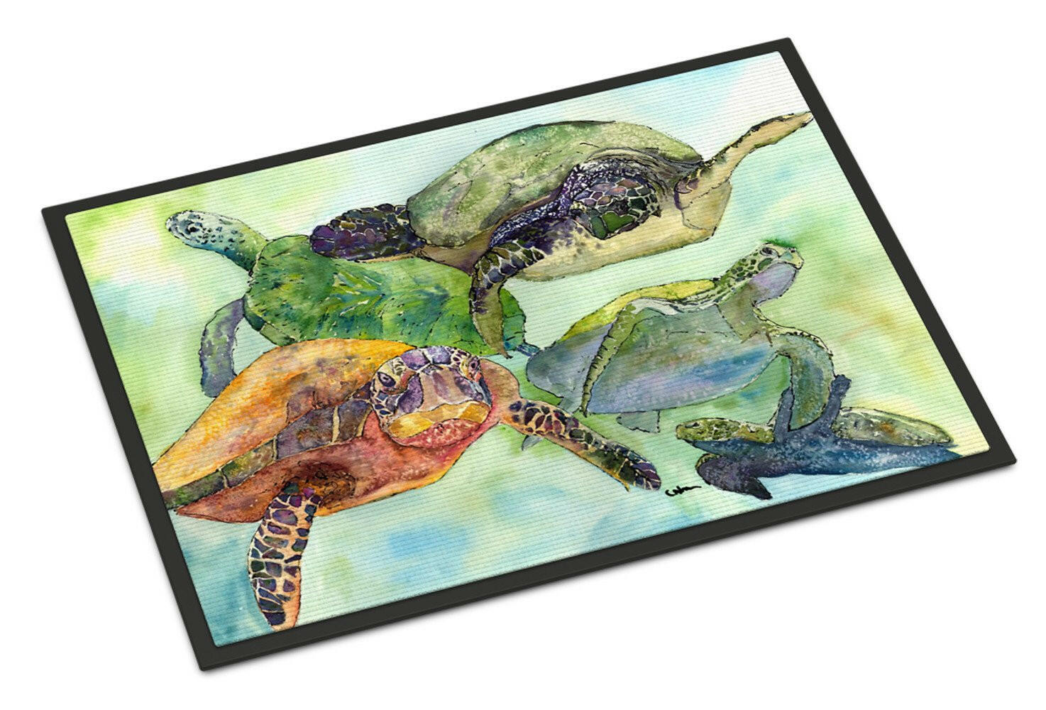 Loggerhead Turtle Family Indoor or Outdoor Mat 18x27 8549MAT - the-store.com