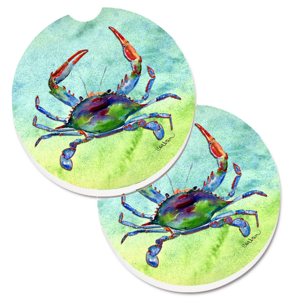 Crab Set of 2 Cup Holder Car Coasters 8550CARC by Caroline's Treasures