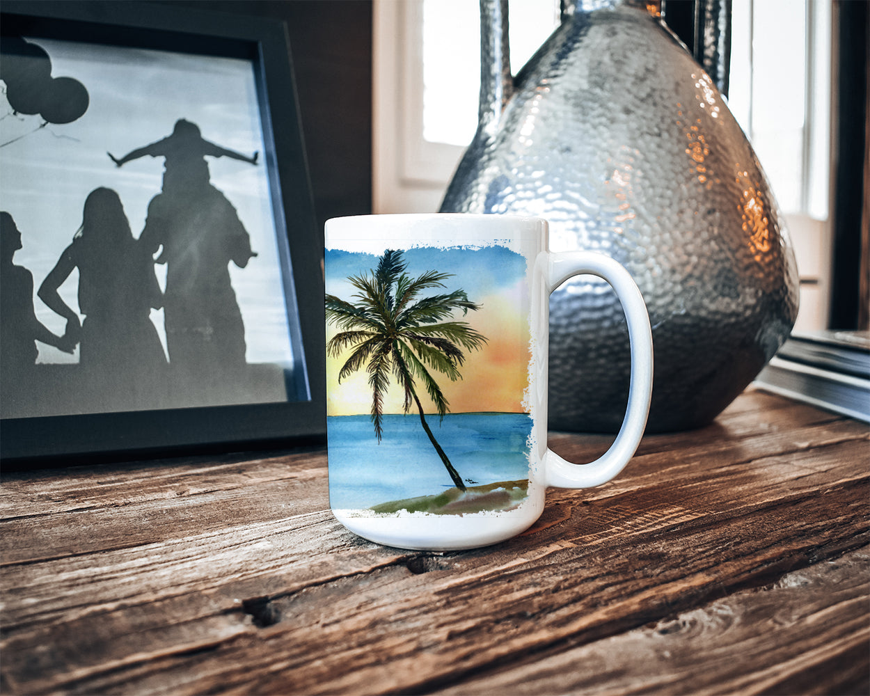 Palm Tree Dishwasher Safe Microwavable Ceramic Coffee Mug 15 ounce 8551CM15