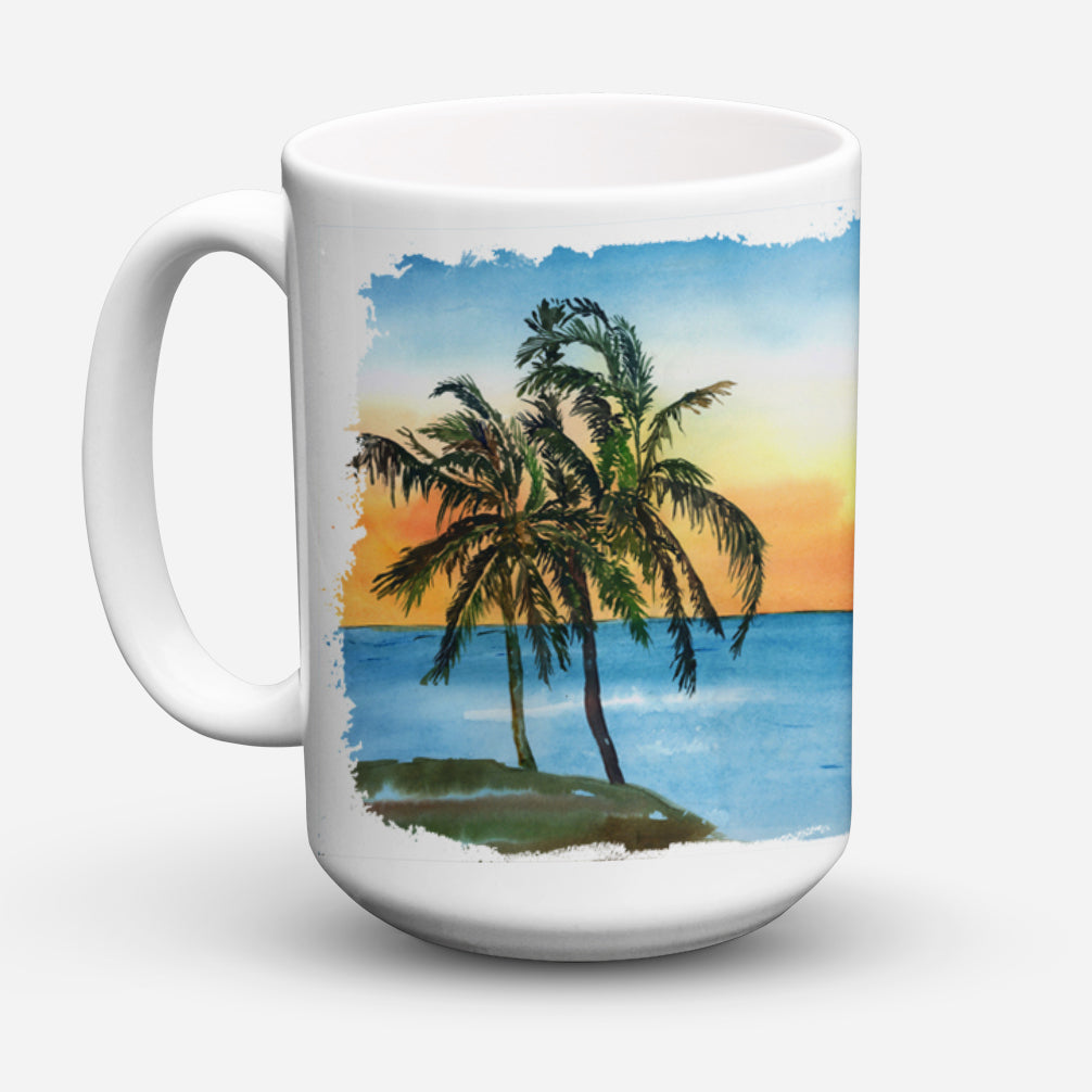 Palm Tree Dishwasher Safe Microwavable Ceramic Coffee Mug 15 ounce 8551CM15  the-store.com.