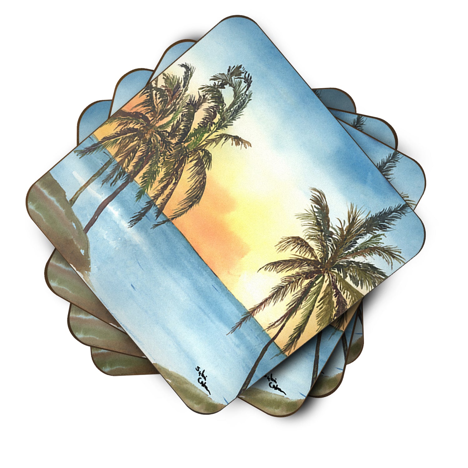 Set of 4 Palm Tree  Foam Coasters - the-store.com