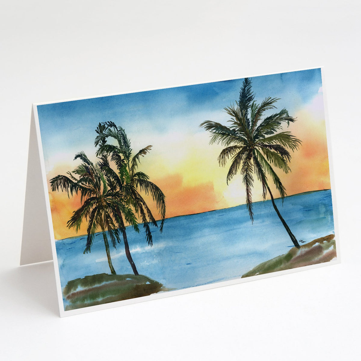 Buy this Palm Tree Beach Scene Greeting Cards and Envelopes Pack of 8
