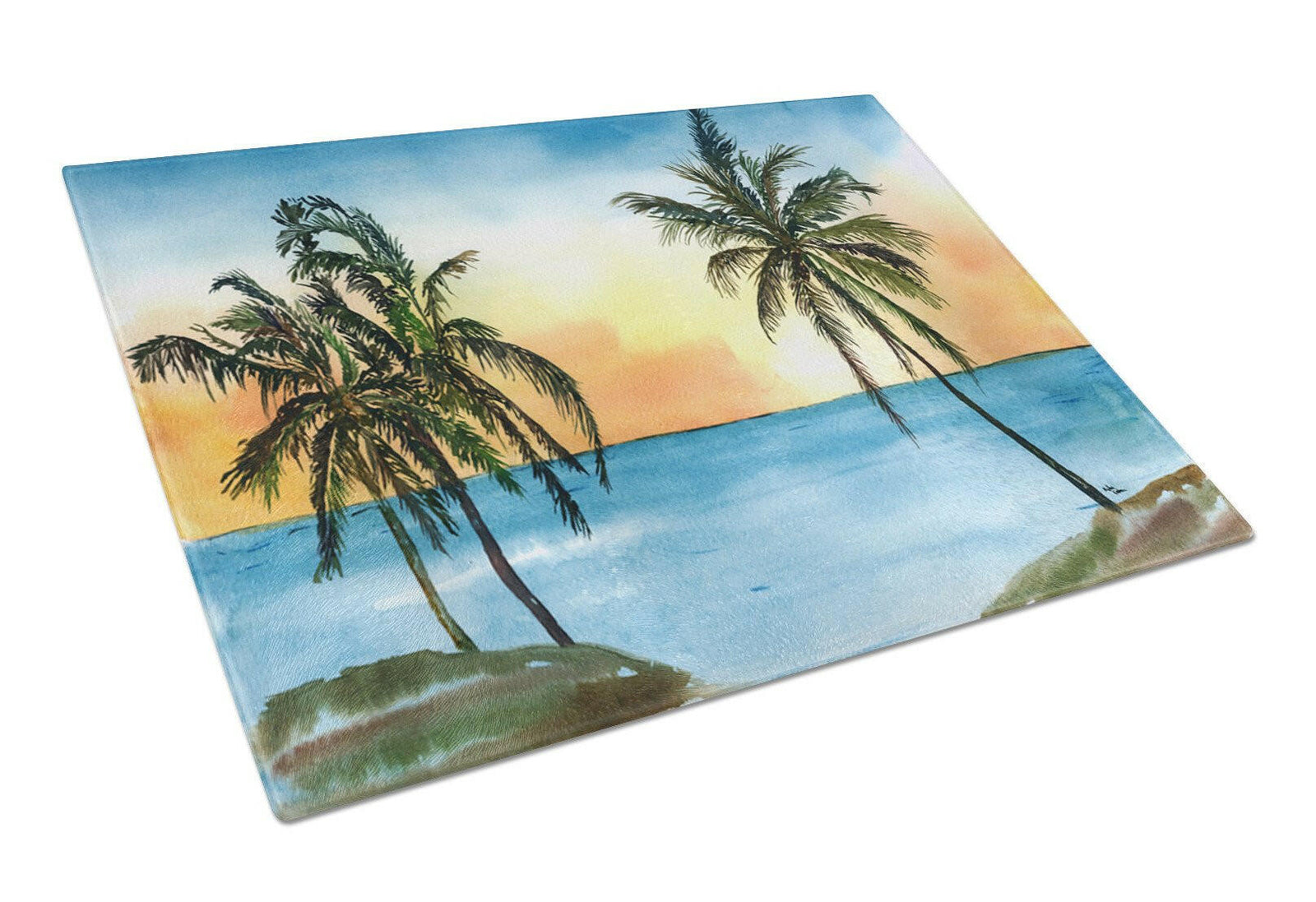 Palm Tree  Glass Cutting Board Large by Caroline's Treasures