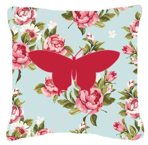 Butterfly Shabby Chic Blue Roses   Canvas Fabric Decorative Pillow BB1042 - the-store.com