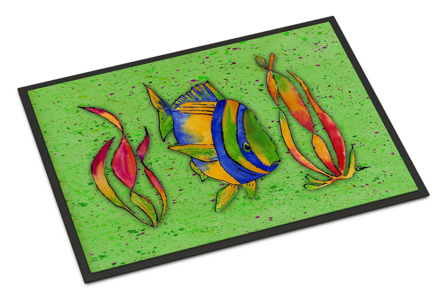 Tropical Fish on Green Indoor or Outdoor Mat 18x27 - the-store.com
