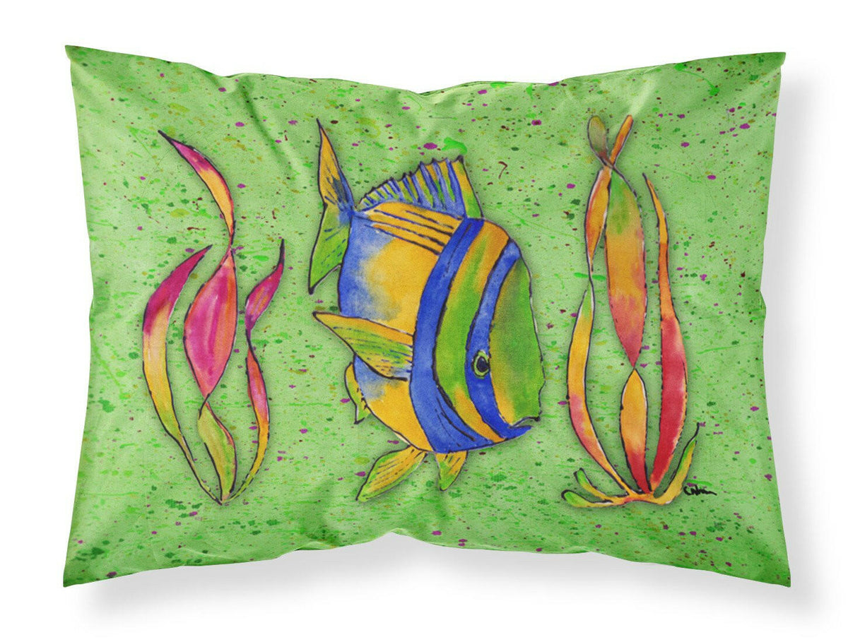 Tropical Fish on Green Moisture wicking Fabric standard pillowcase by Caroline&#39;s Treasures