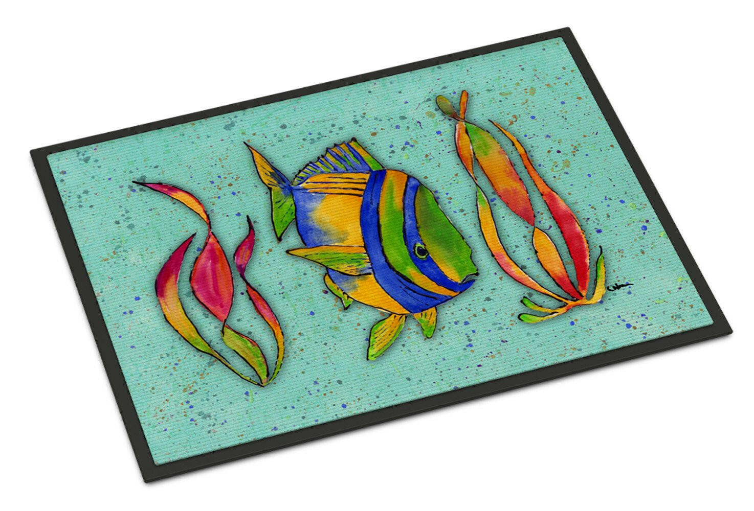 Tropical Fish on Teal Indoor or Outdoor Mat 24x36 - the-store.com