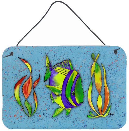 Tropical Fish on Blue Aluminium Metal Wall or Door Hanging Prints by Caroline&#39;s Treasures