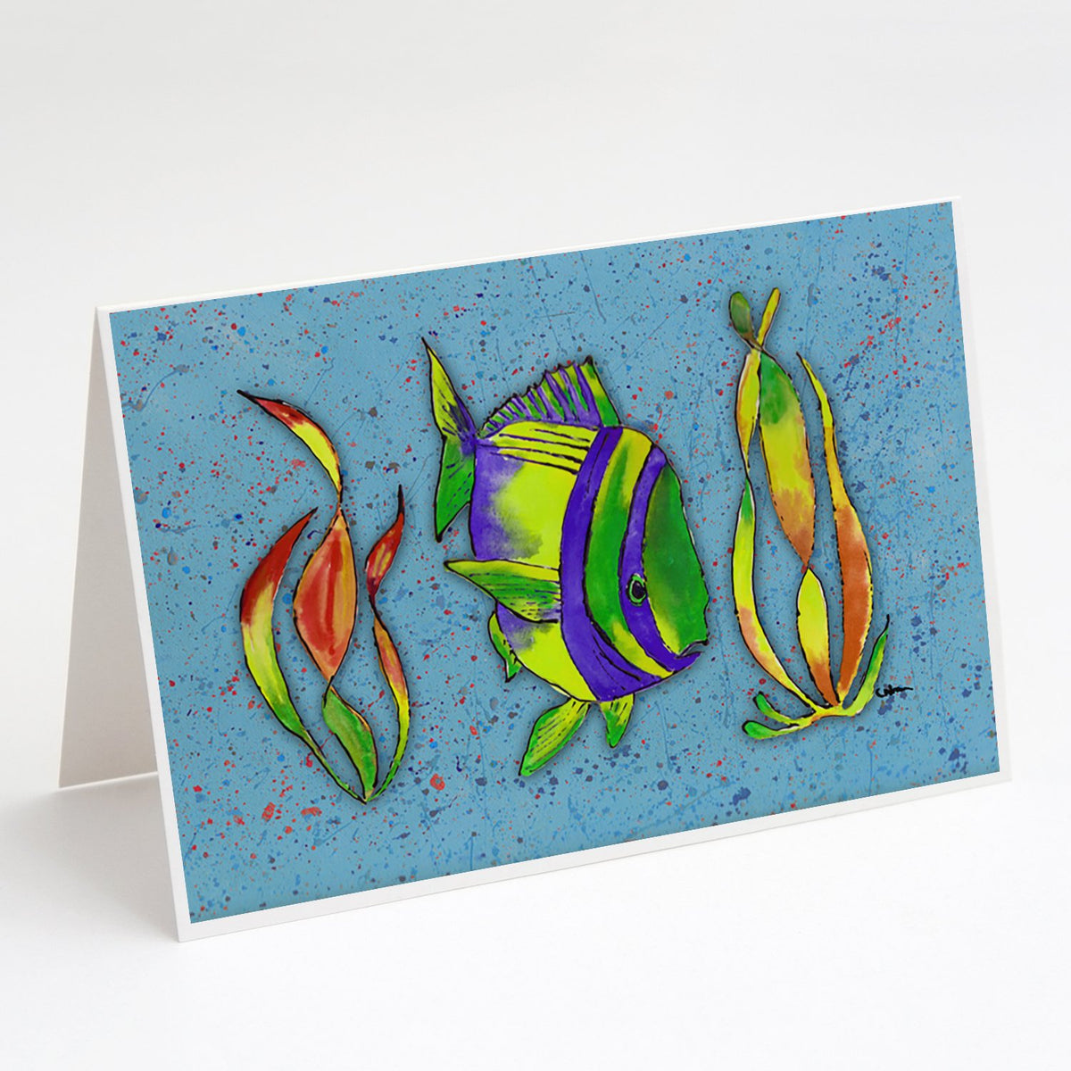 Buy this Tropical Fish on Blue Greeting Cards and Envelopes Pack of 8
