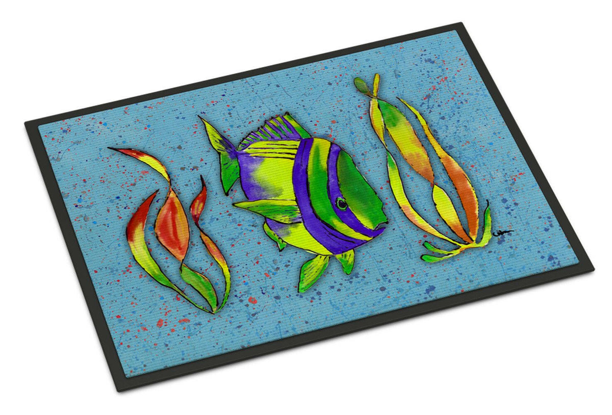 Tropical Fish on Blue Indoor or Outdoor Mat 18x27 - the-store.com