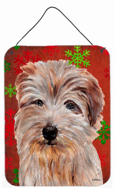 Norfolk Terrier Red Snowflakes Holiday Wall or Door Hanging Prints SC9760DS1216 by Caroline&#39;s Treasures