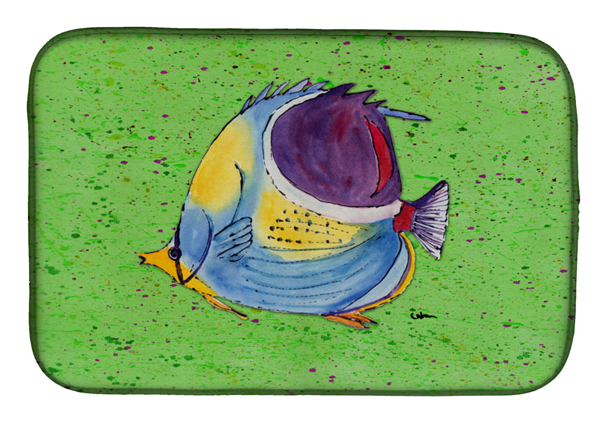 Tropical Fish on Green Dish Drying Mat 8574DDM  the-store.com.
