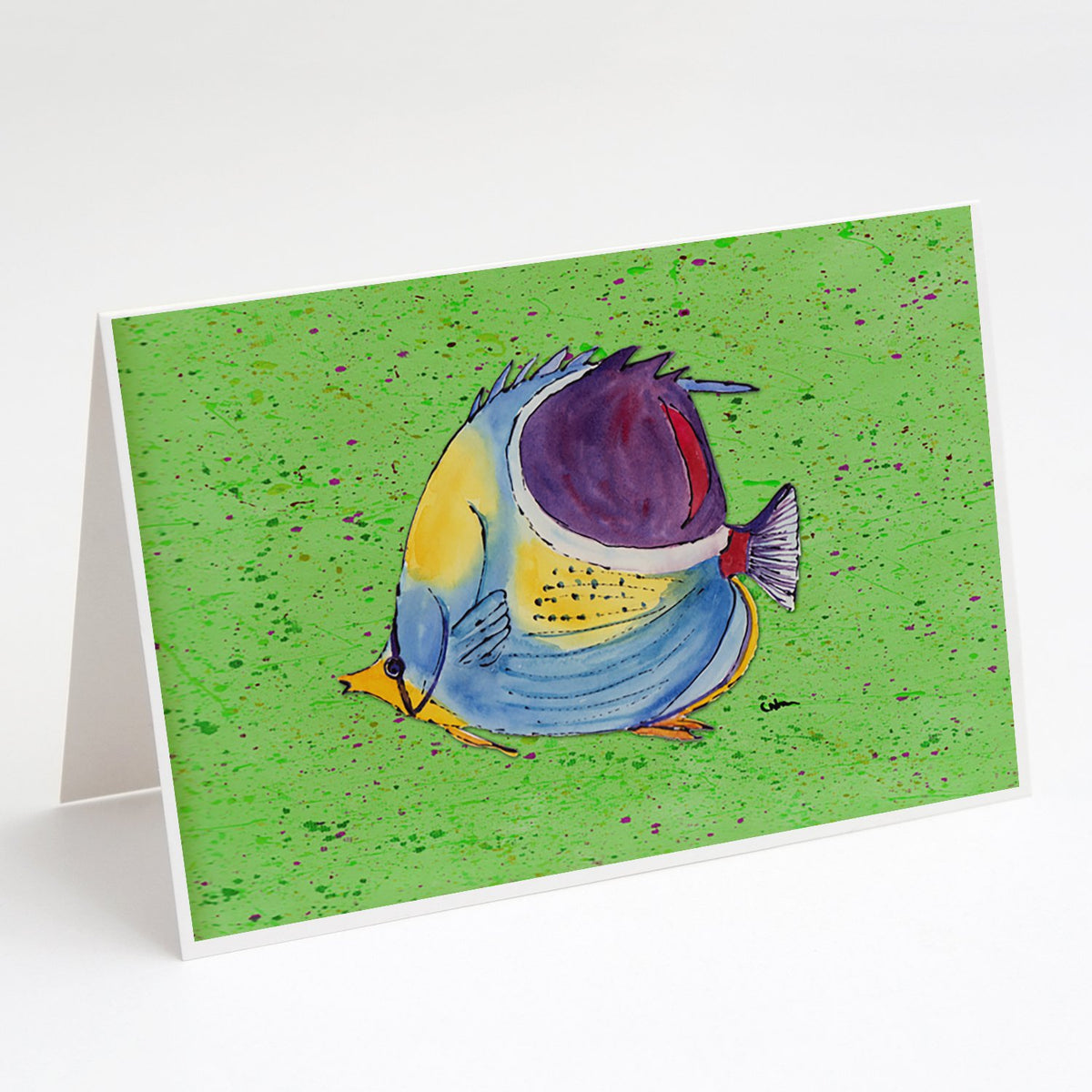 Buy this Tropical Fish on Green Greeting Cards and Envelopes Pack of 8