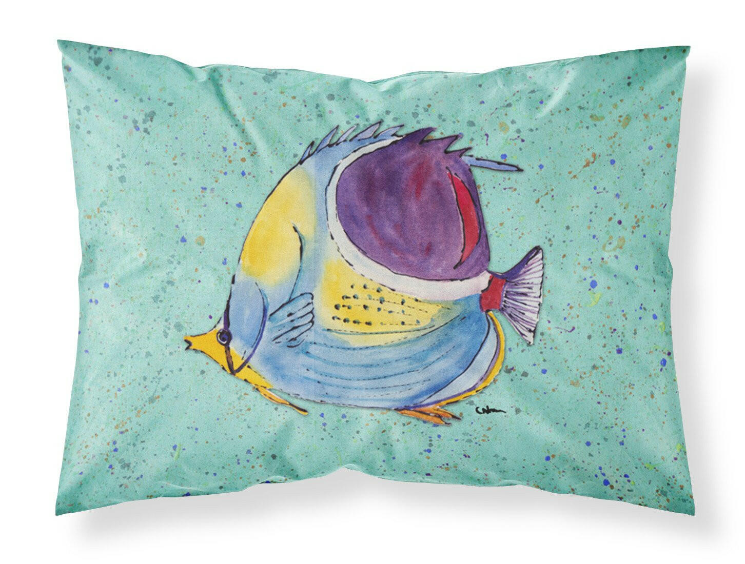 Tropical Fish on Teal Moisture wicking Fabric standard pillowcase by Caroline's Treasures