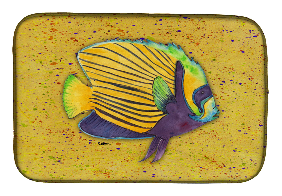 Tropical Fish on Mustard Dish Drying Mat 8577DDM  the-store.com.