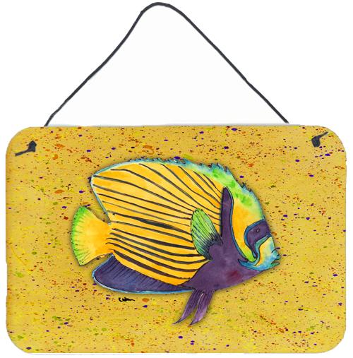 Tropical Fish on Mustard Aluminium Metal Wall or Door Hanging Prints by Caroline&#39;s Treasures