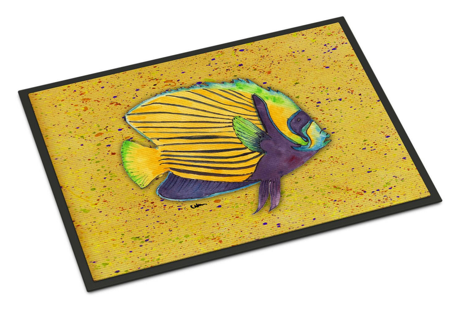 Tropical Fish on Mustard Indoor or Outdoor Mat 24x36 - the-store.com