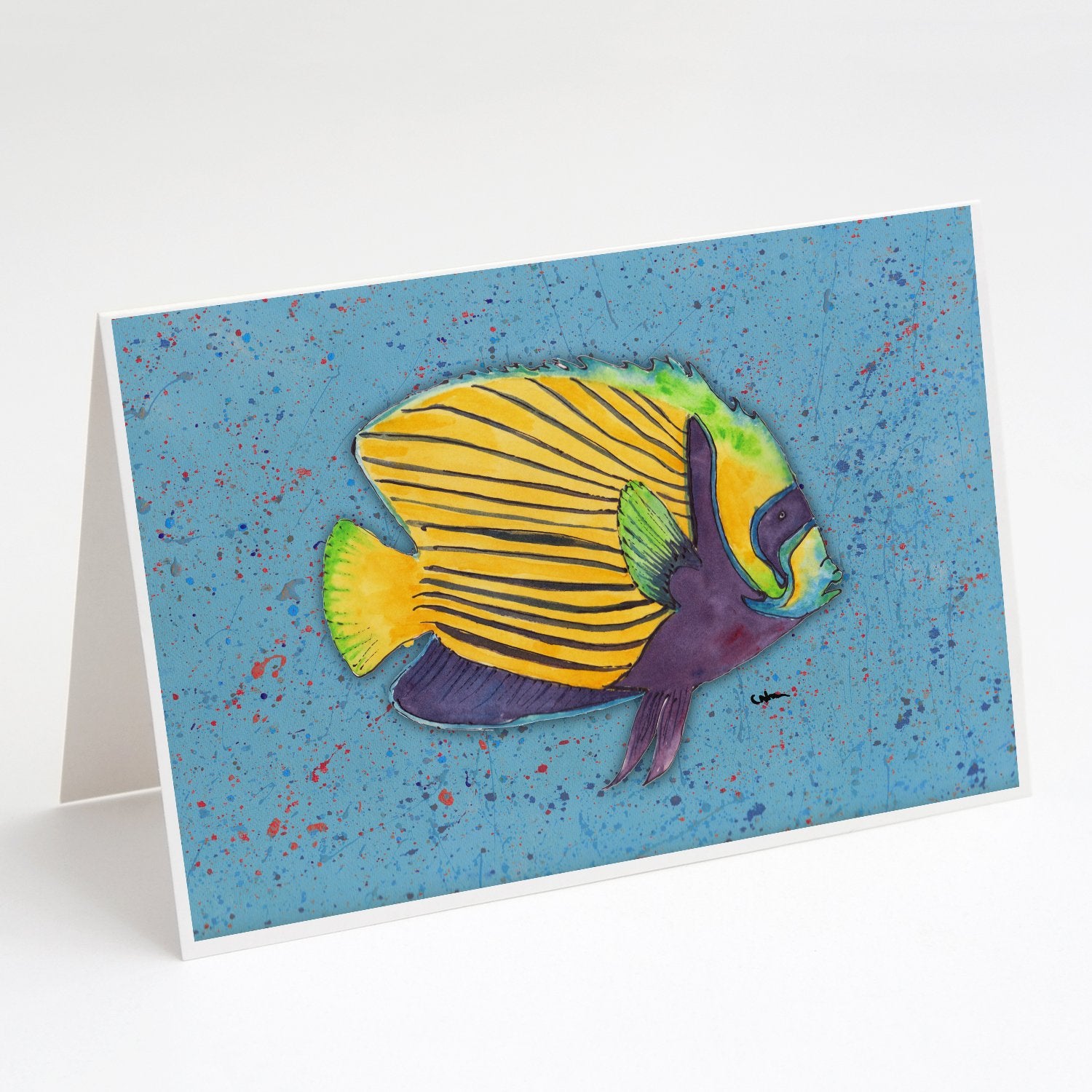 Buy this Tropical Fish on Blue Greeting Cards and Envelopes Pack of 8