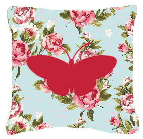 Butterfly Shabby Chic Blue Roses   Canvas Fabric Decorative Pillow BB1043 - the-store.com