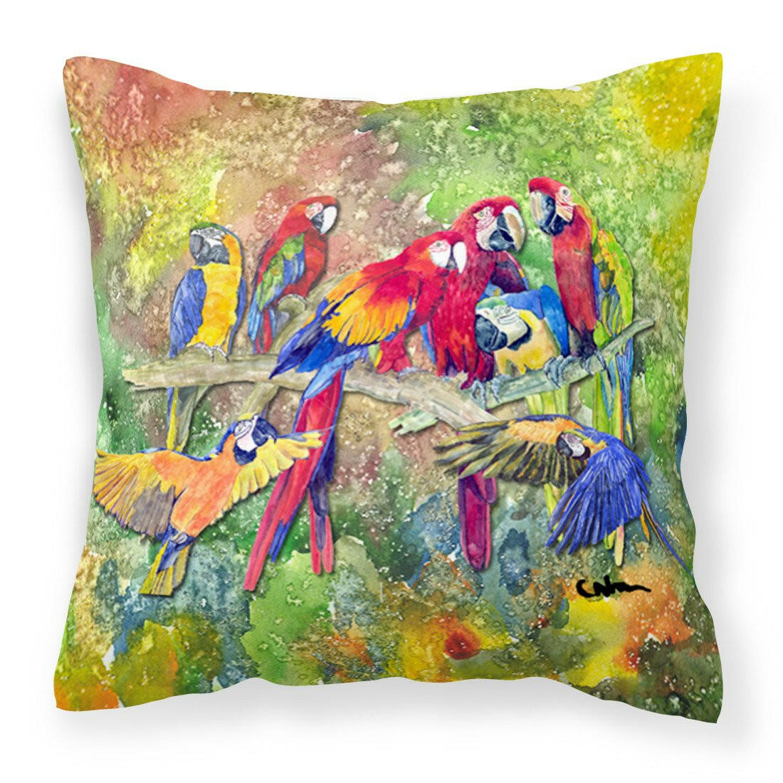 Parrots Galore Fabric Decorative Pillow 8600-2PW1414 - the-store.com