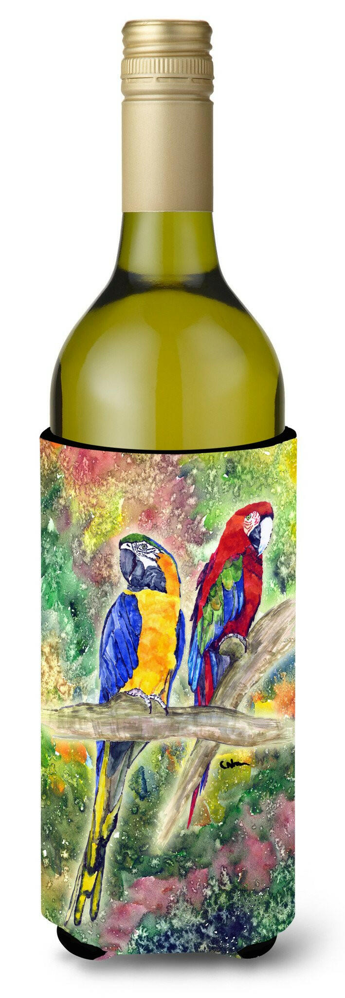 Caroline's Treasures Parrot Parrot Head Wine Bottle Beverage Insulator Beverage Insulator Hugger