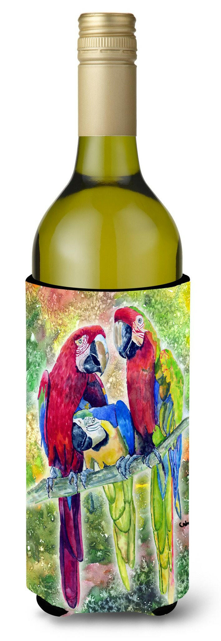 Parrot  Parrot Head Wine Bottle Beverage Insulator Beverage Insulator Hugger 8601LITERK by Caroline's Treasures