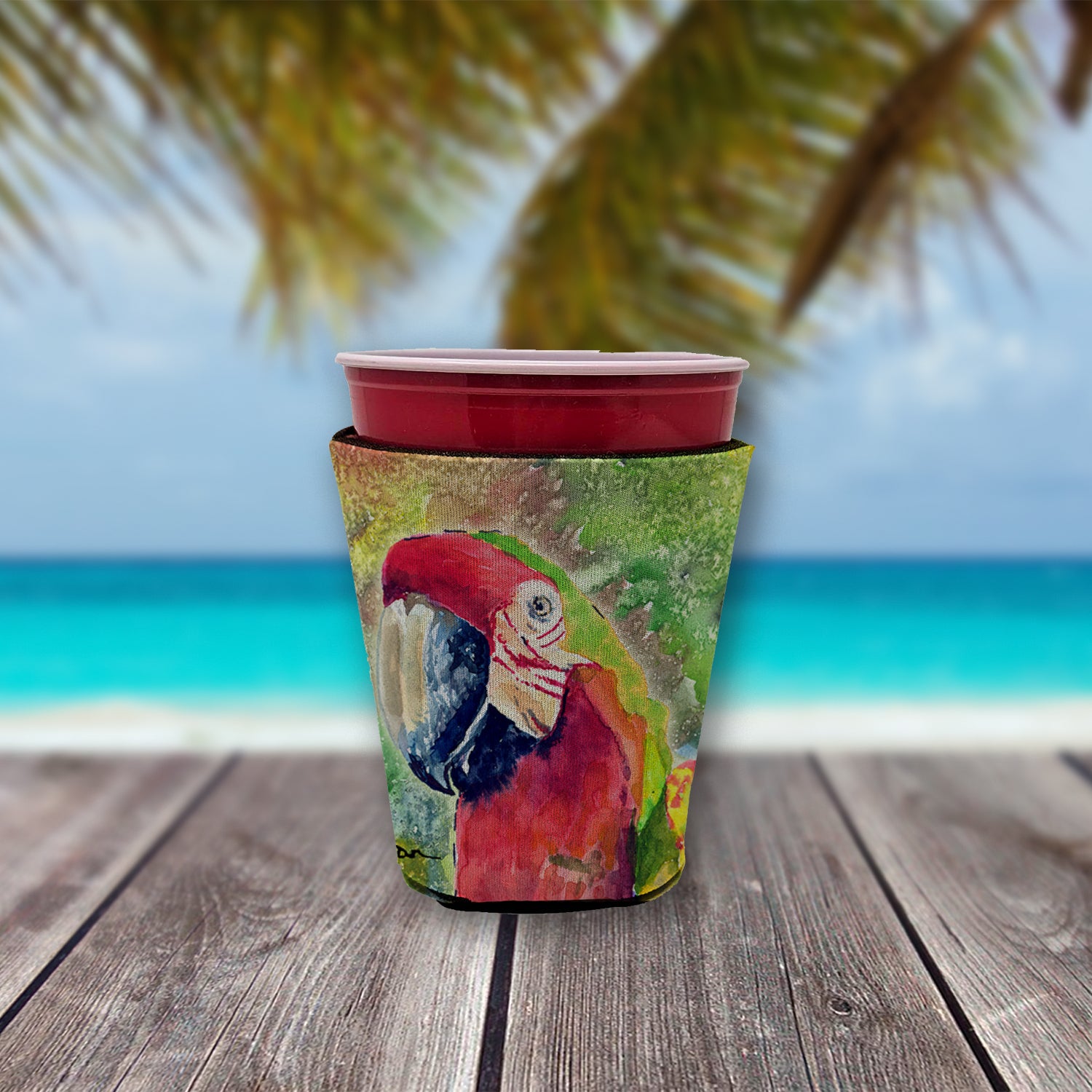Caroline's Treasures Parrot Head Red Cup Hugger 8601RSC
