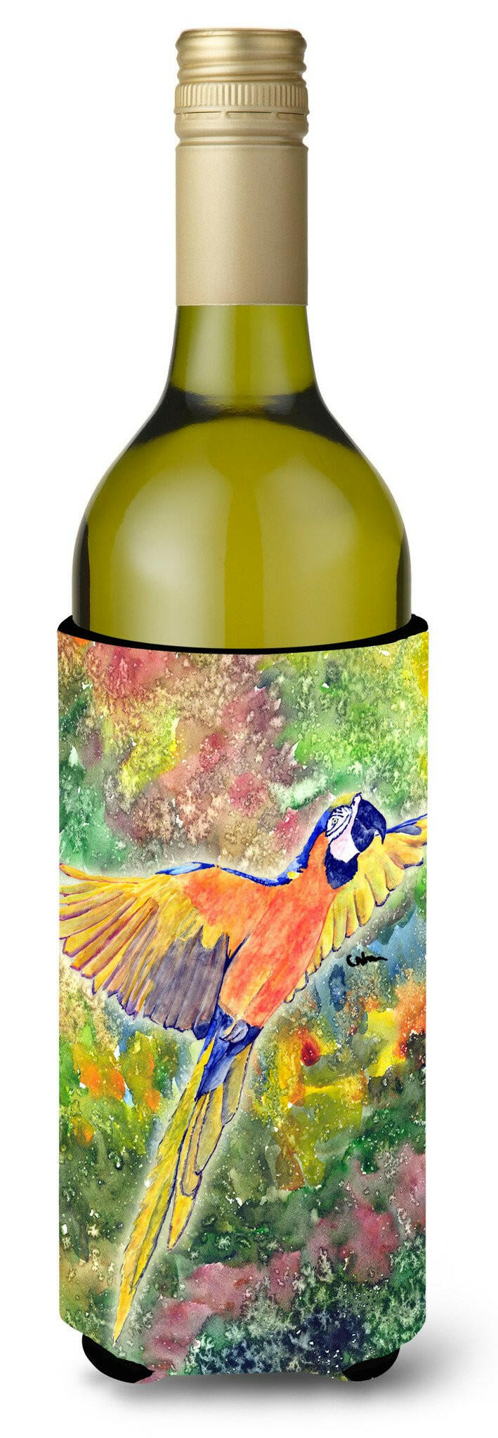 Parrot  Parrot Head Wine Bottle Beverage Insulator Beverage Insulator Hugger 8602LITERK by Caroline&#39;s Treasures