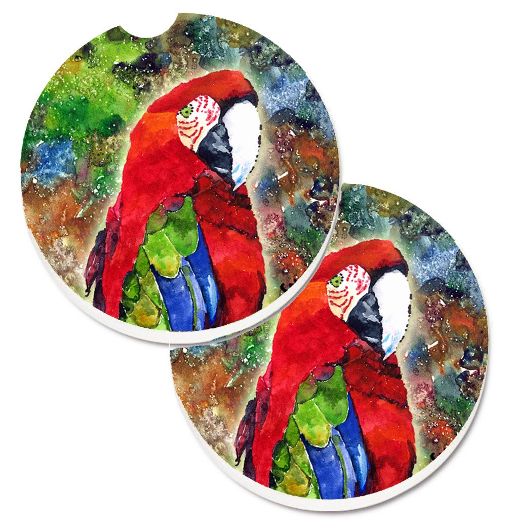 Bird - Parrot Set of 2 Cup Holder Car Coasters 8606CARC by Caroline&#39;s Treasures