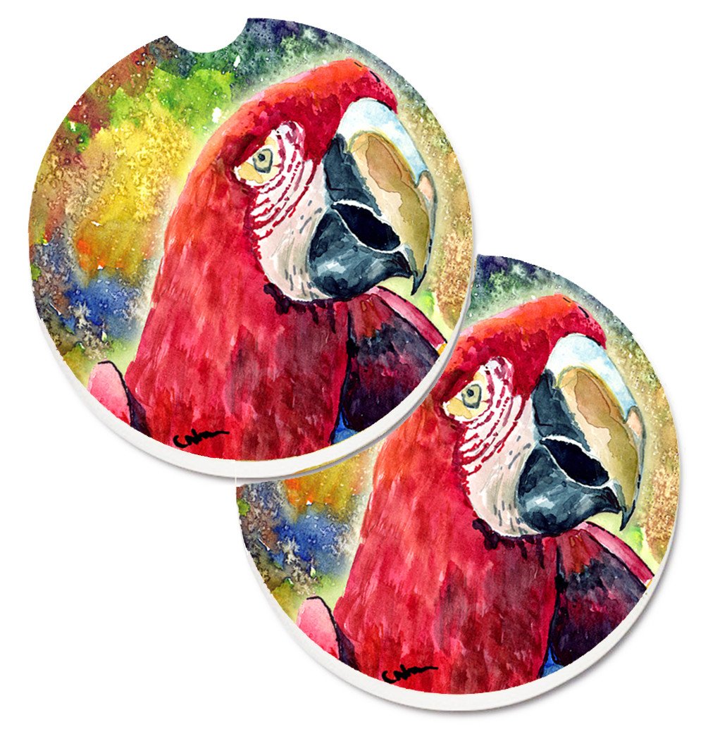 Bird - Parrot Set of 2 Cup Holder Car Coasters 8607CARC by Caroline&#39;s Treasures