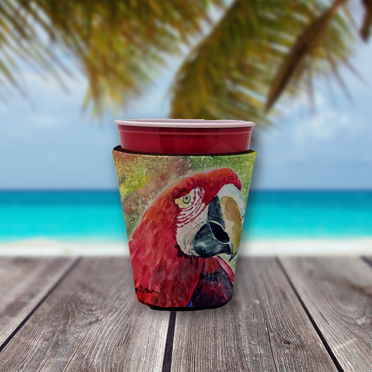 Caroline's Treasures Parrot Red Cup Hugger 8607RSC