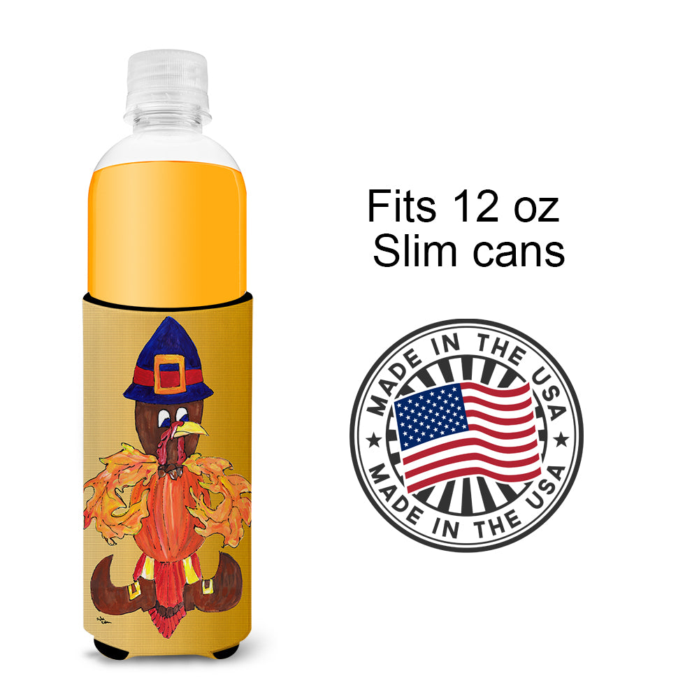 Thanksgiving Turkey Fleur de lis Ultra Beverage Insulators for slim cans 8609MUK.