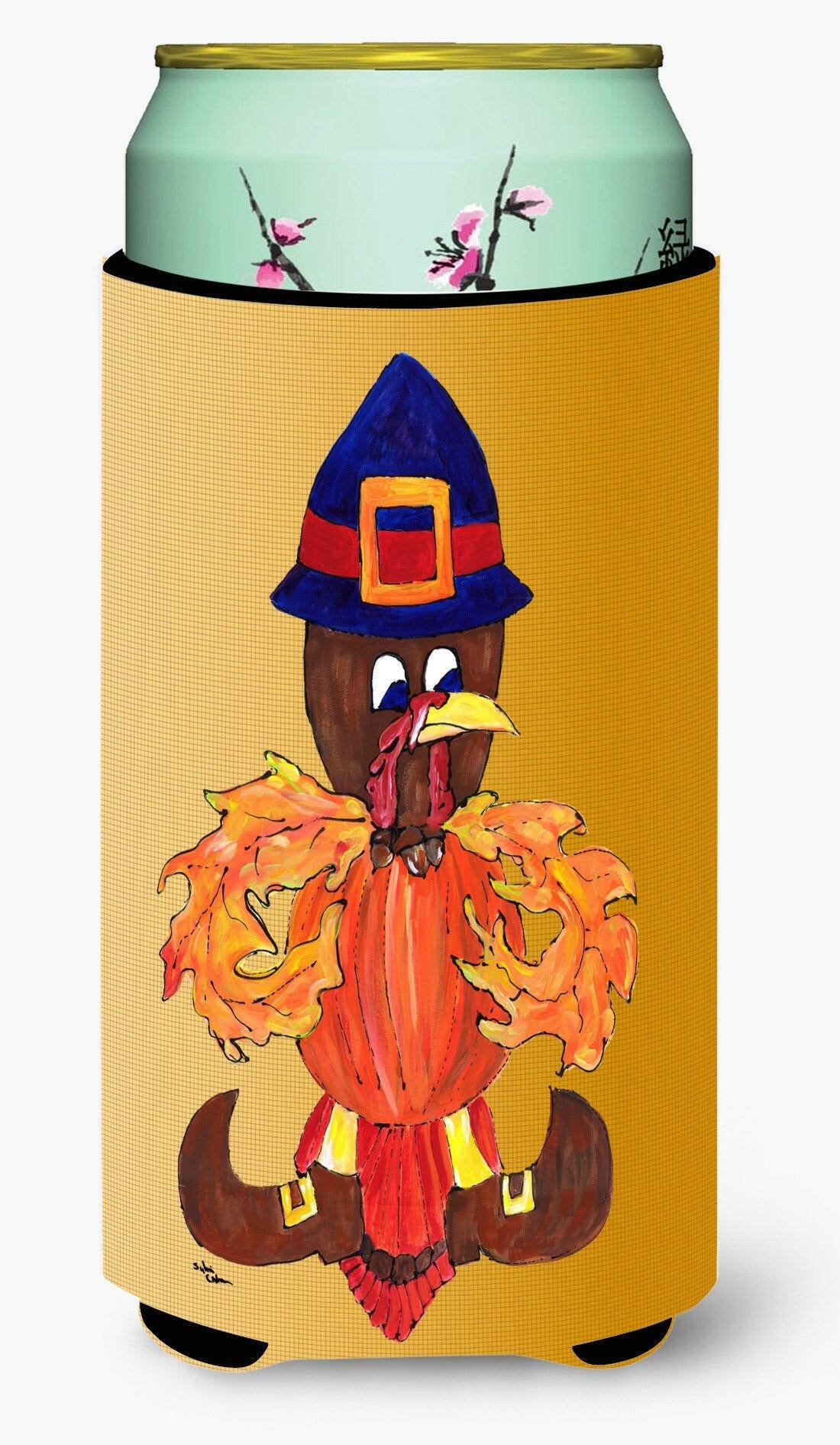 Thanksgiving Turkey Pilgrim Fleur de lis  Tall Boy Beverage Insulator Beverage Insulator Hugger by Caroline&#39;s Treasures