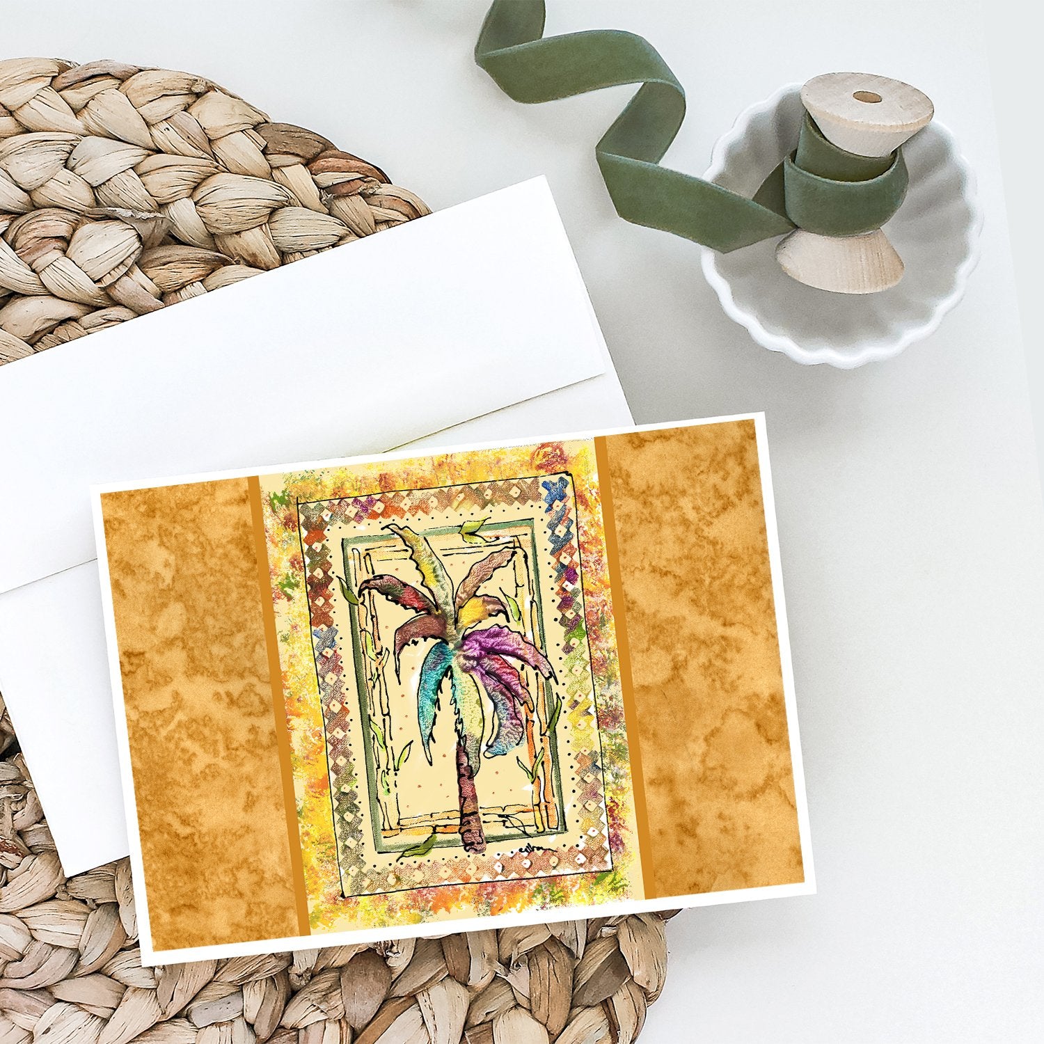 Palm Tree Colorful Greeting Cards and Envelopes Pack of 8 - the-store.com