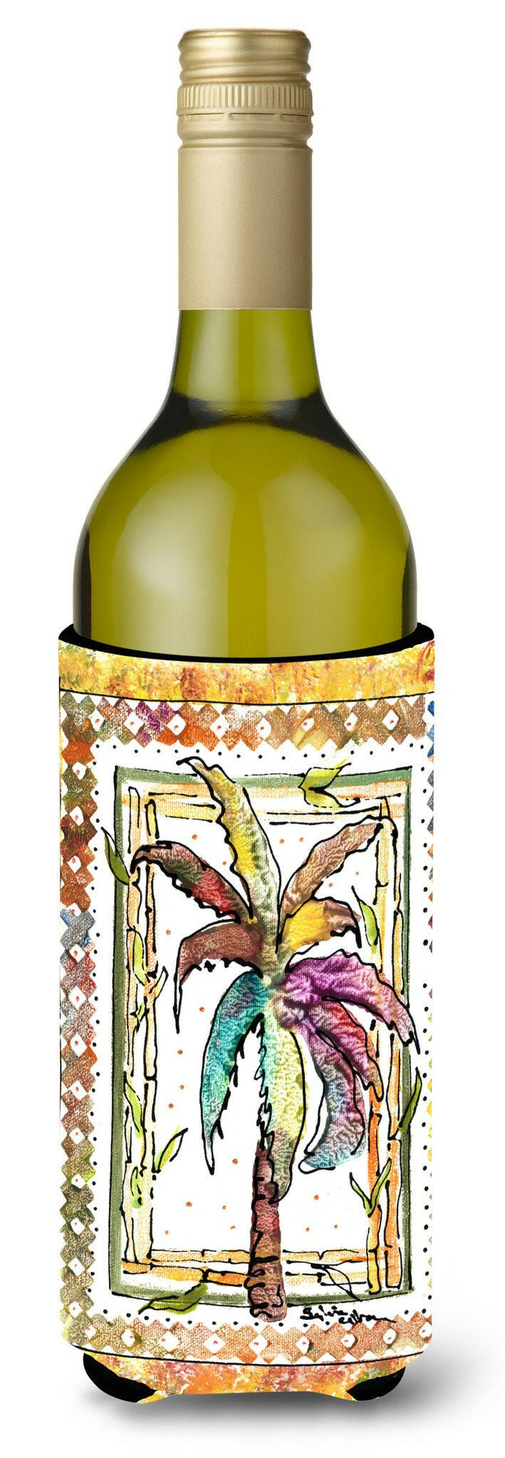 Palm Tree Wine Bottle Beverage Insulator Beverage Insulator Hugger by Caroline&#39;s Treasures