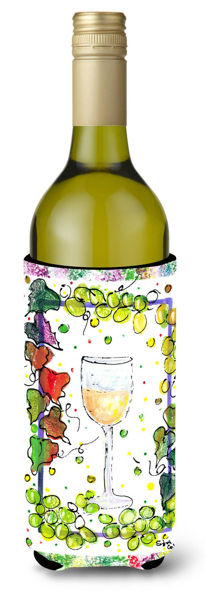 White Wine Wine Bottle Beverage Insulator Beverage Insulator Hugger by Caroline&#39;s Treasures