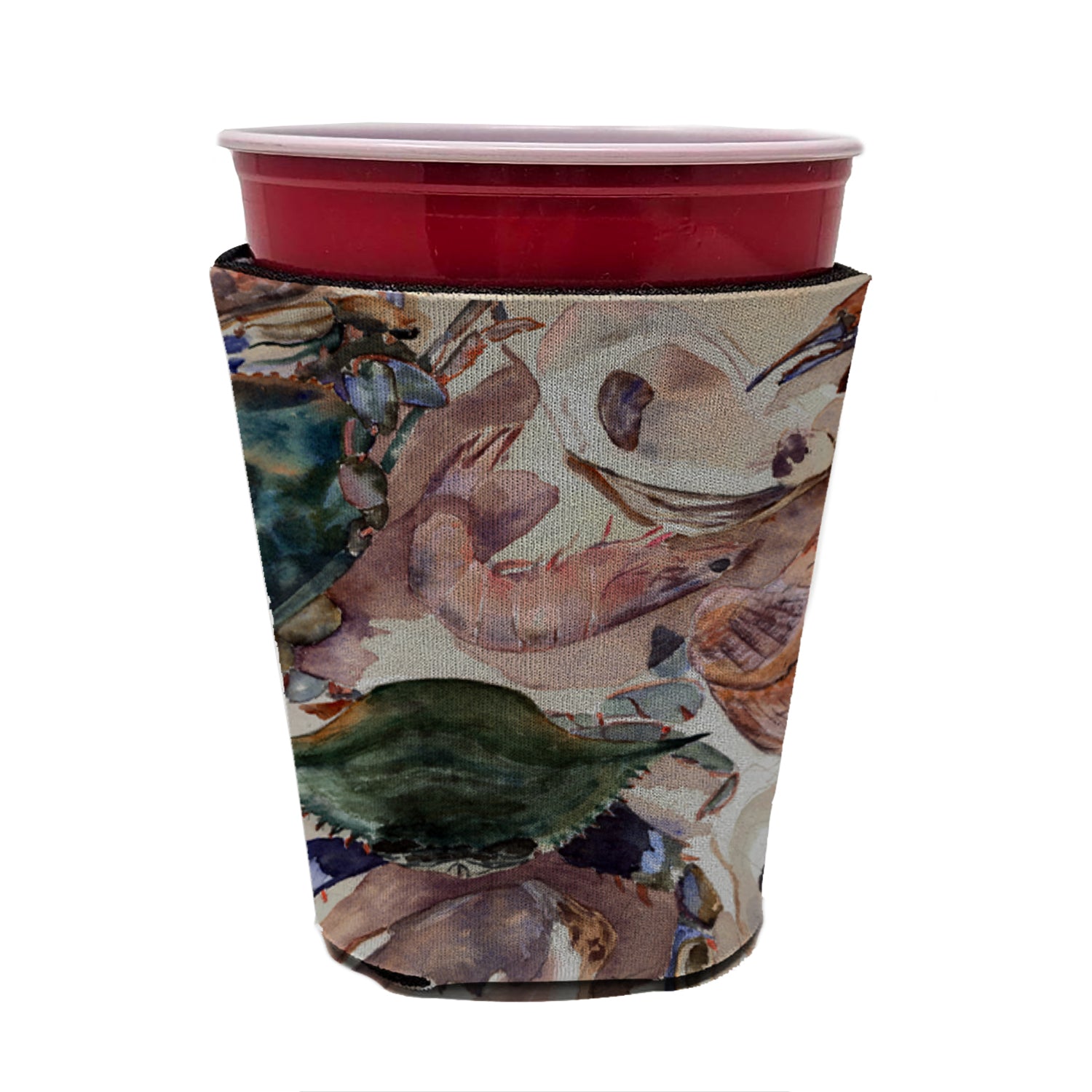 Crab , shrimp and oysters Red Cup Beverage Insulator Hugger