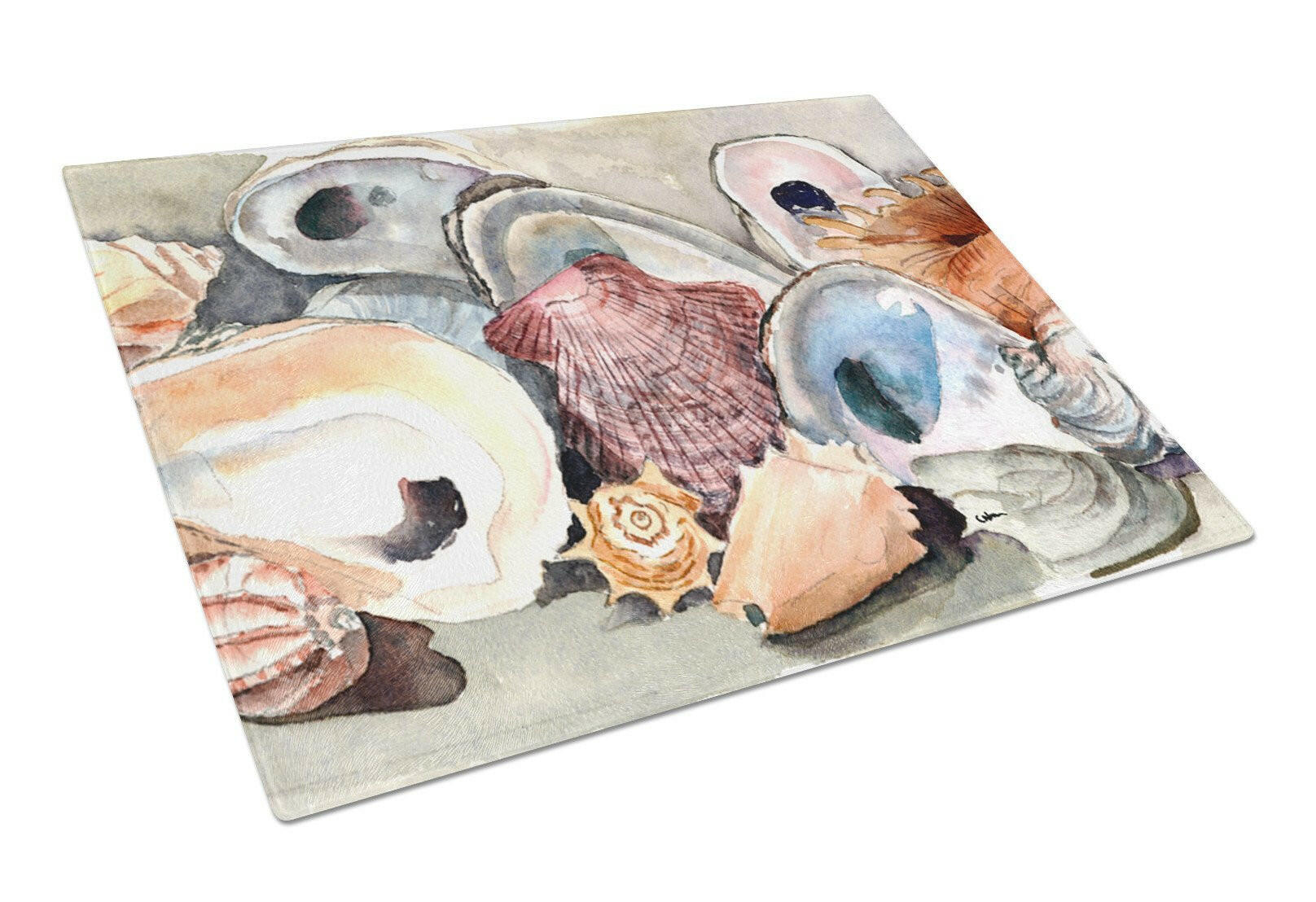 Sea Shells Glass Cutting Board Large by Caroline's Treasures